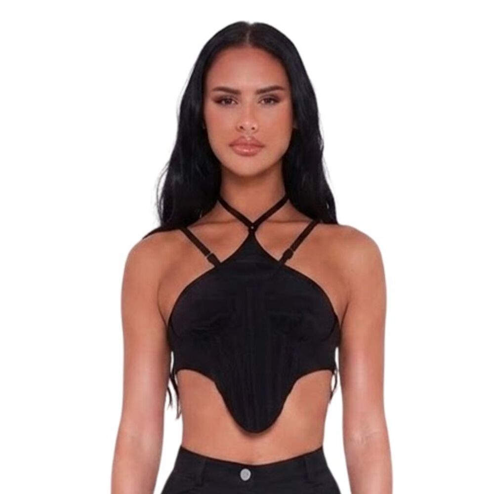 Missy Empire Womens/Ladies Ribbed Corset Top / Black